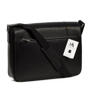Geanta office pentru laptop 15" si documente din piele naturala safiano DiAmanti Benevento Nero